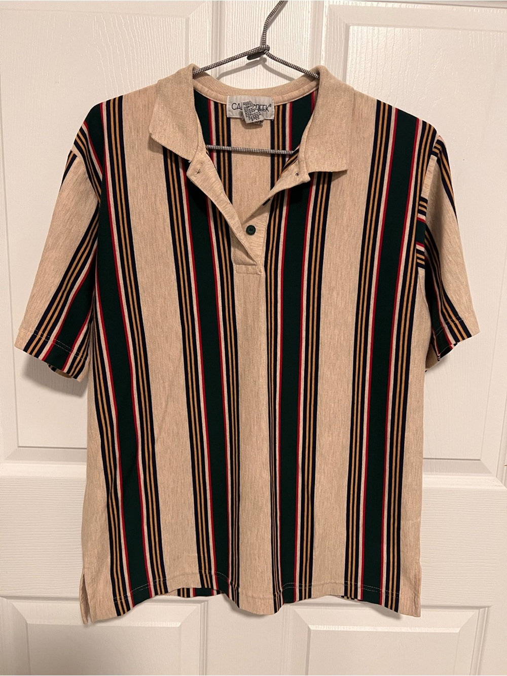 Vintage 90s Cabin Creek Striped Polo Shirt - Size S Grandpacore Earth Tone Retro